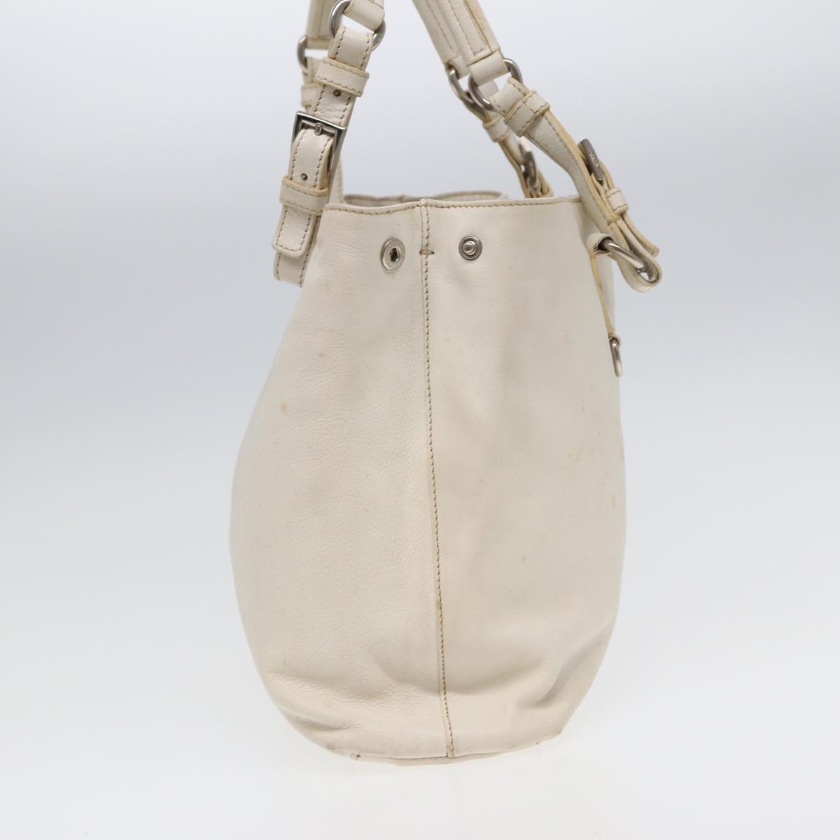 PRADA Tote Bag Leather 2way White Auth