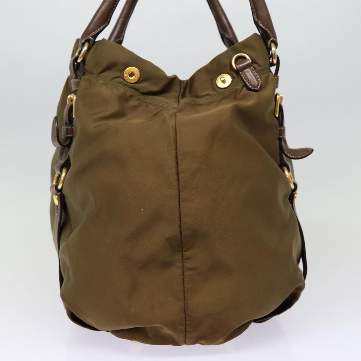 PRADA Tote Bag Nylon Gold Brown Auth