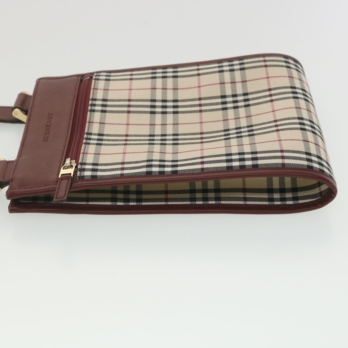 BURBERRY Nova Check Shoulder Bag Canvas Beige Wine Red black Auth yk5688