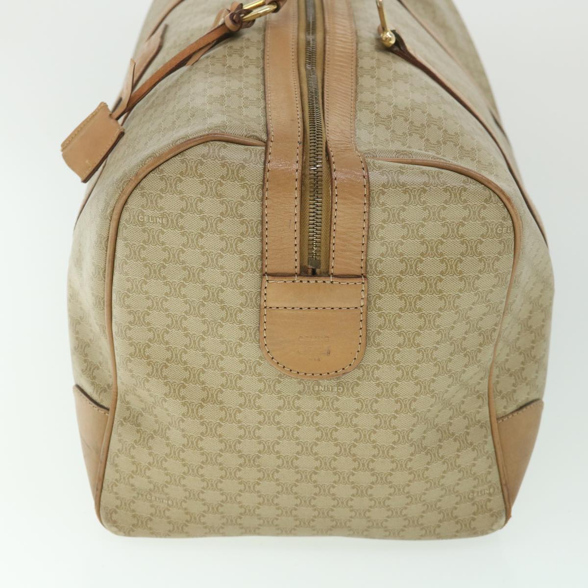 Luxury CELINE Macadam Canvas Boston Bag Beige 8988