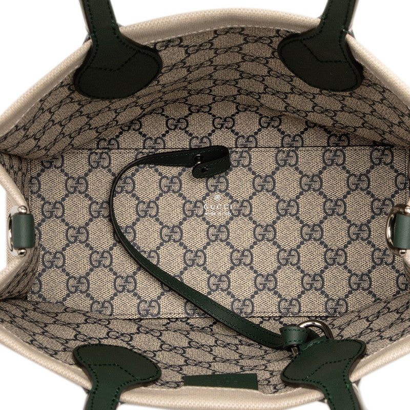 Gucci Logo Print Canvas Leather 2way Bag