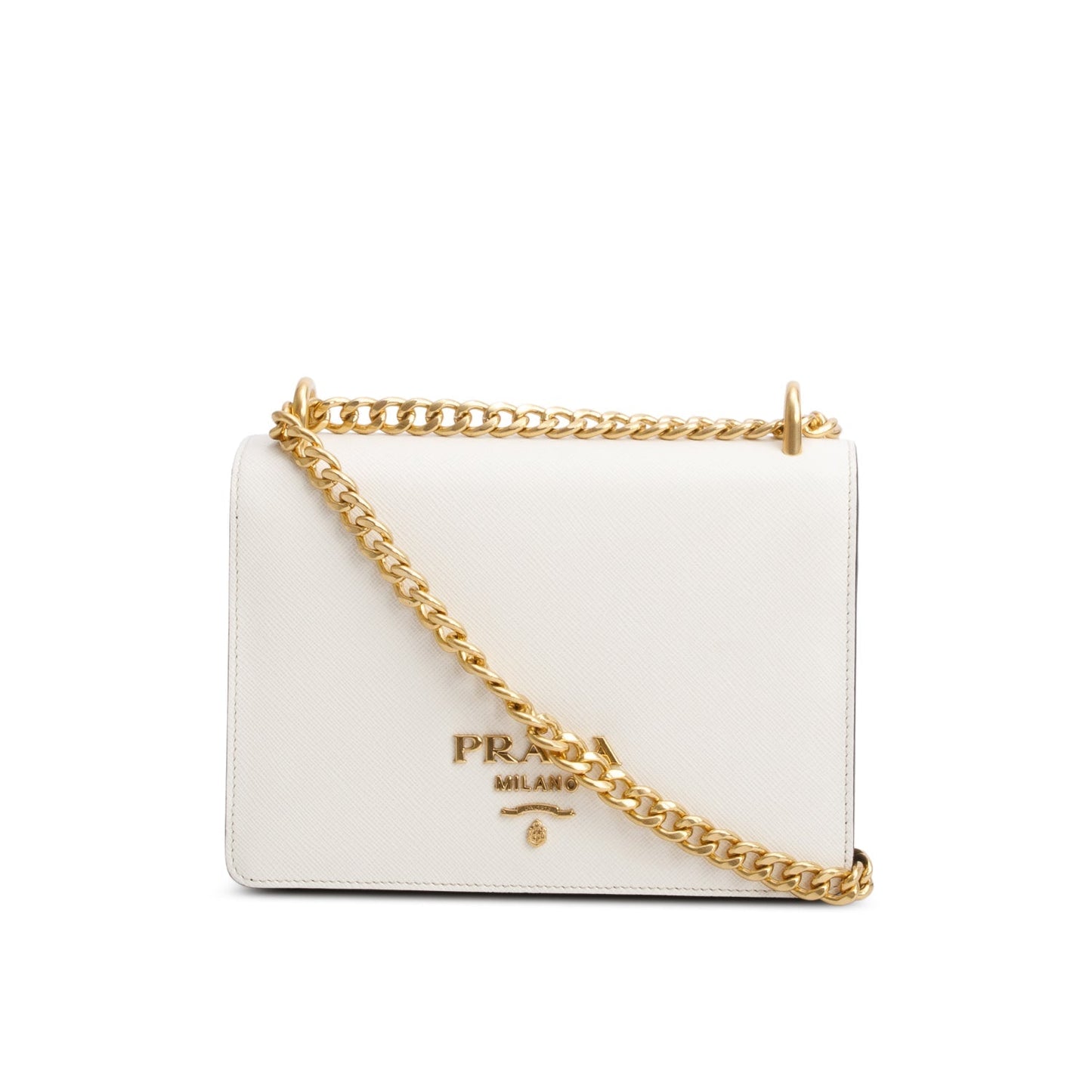 Prada White/Black Saffiano Lux Chain Shoulder Bag