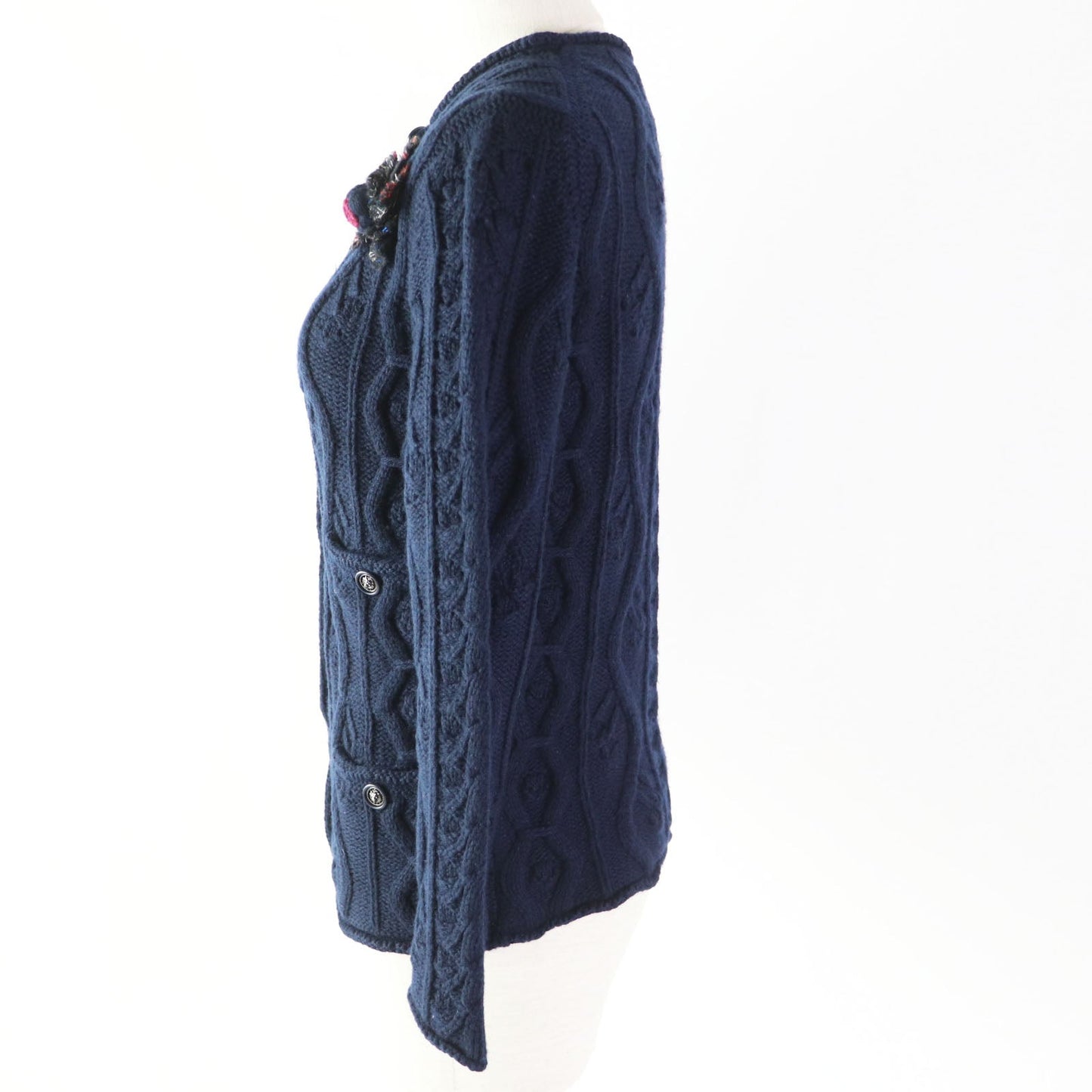 Chanel Cashmere Cable Knit Cardigan Navy Classic Flap Tote