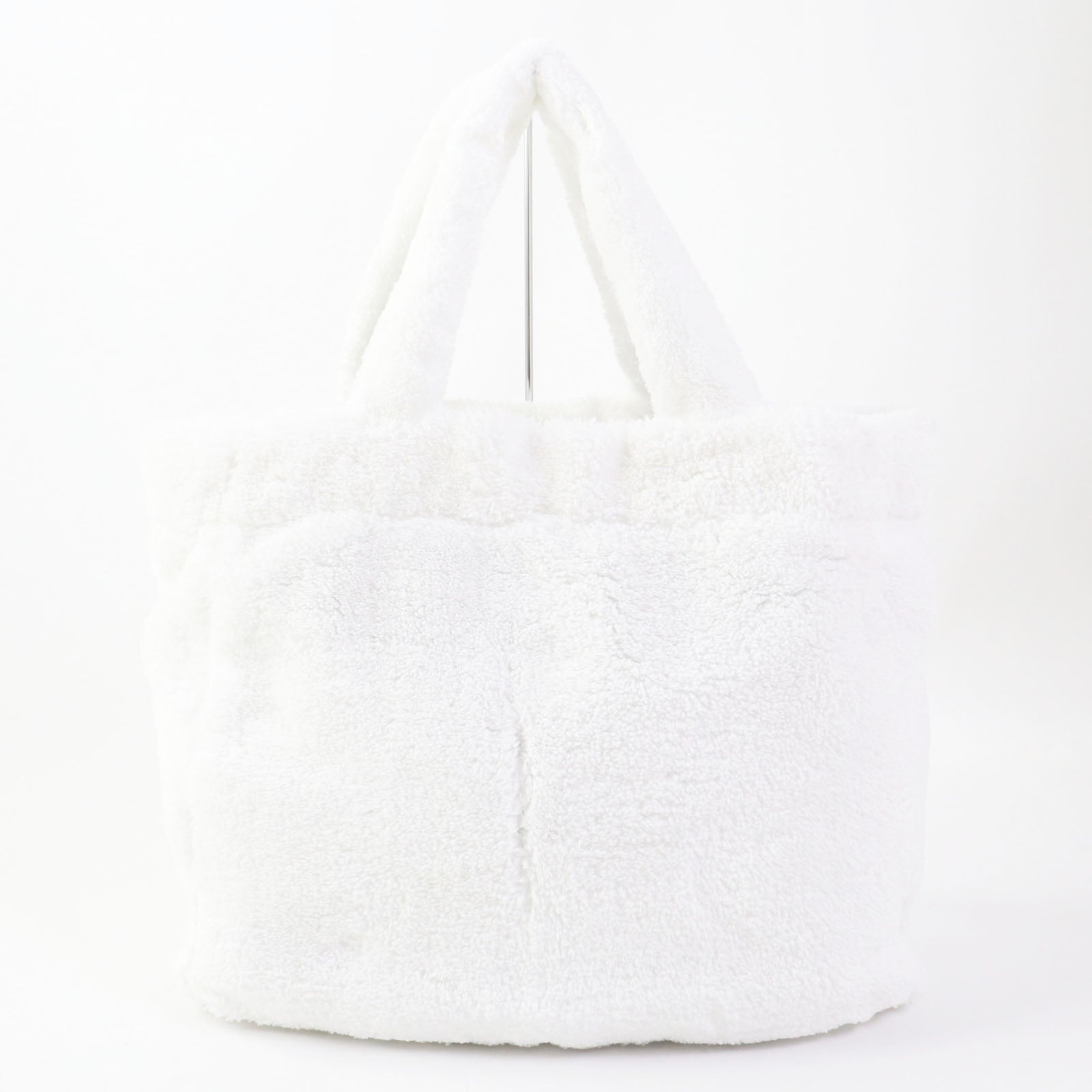 PRADA Tote Bag 1BG130 Terry (pile fabric) White Black , BIANCO NERO SPUGNA Women
