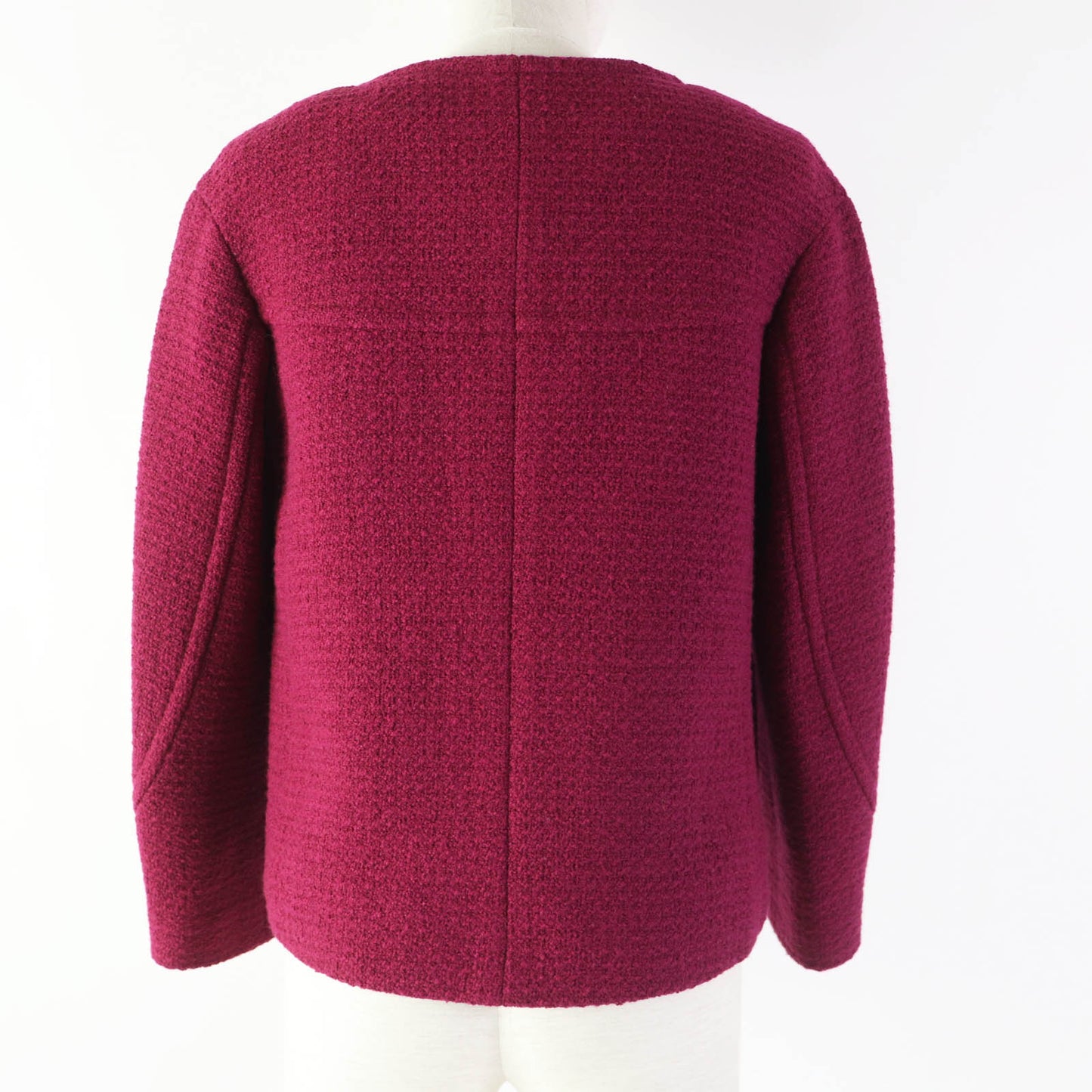 Chanel Tweed Zip-Up Collarless Jacket Purple Classic Flap Tote