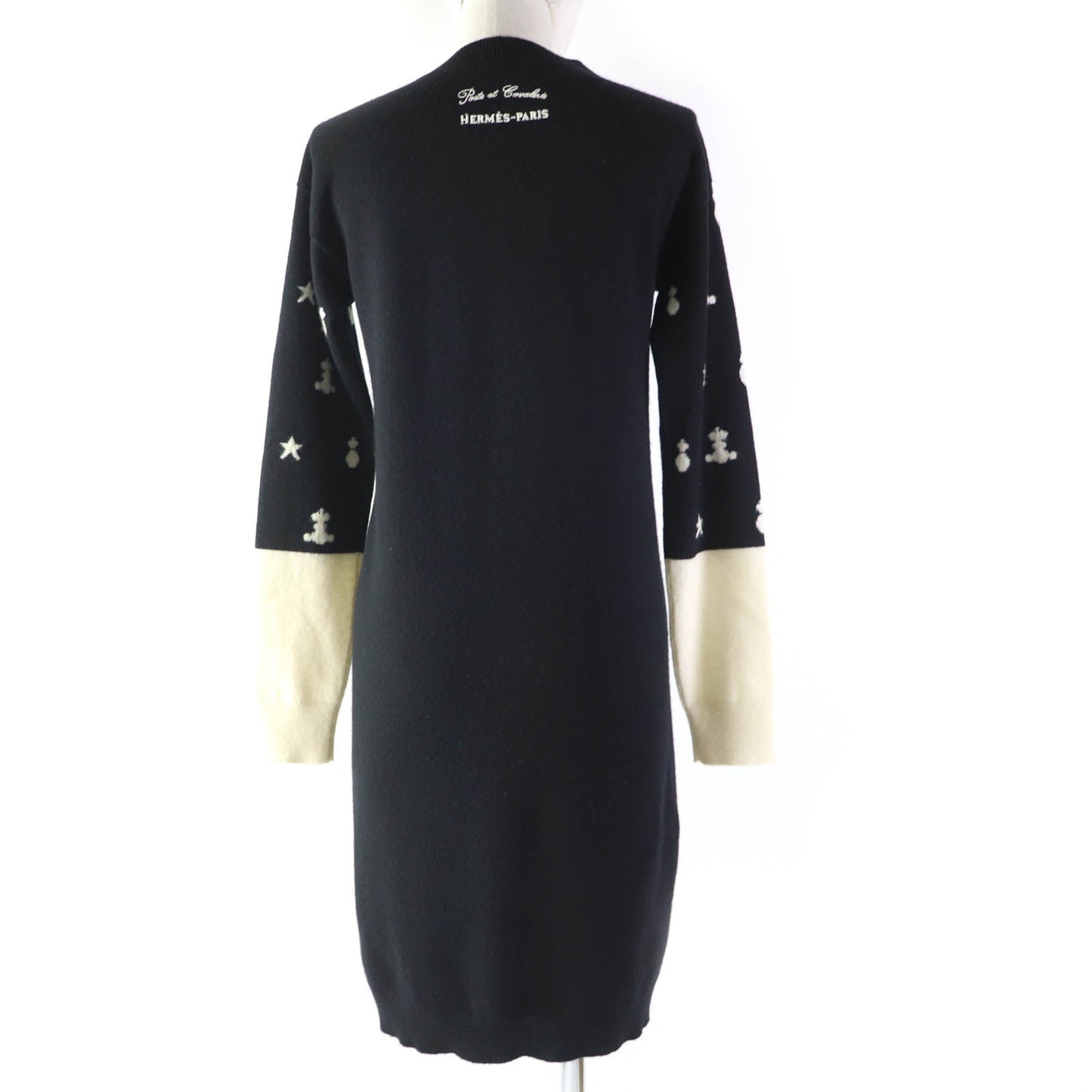 HERMES one piece Main: 100% cashmere, part: 83% rayon, part: 17% polyester Black Ivory Poste et Cavalerie Sabre Bag Women 34
