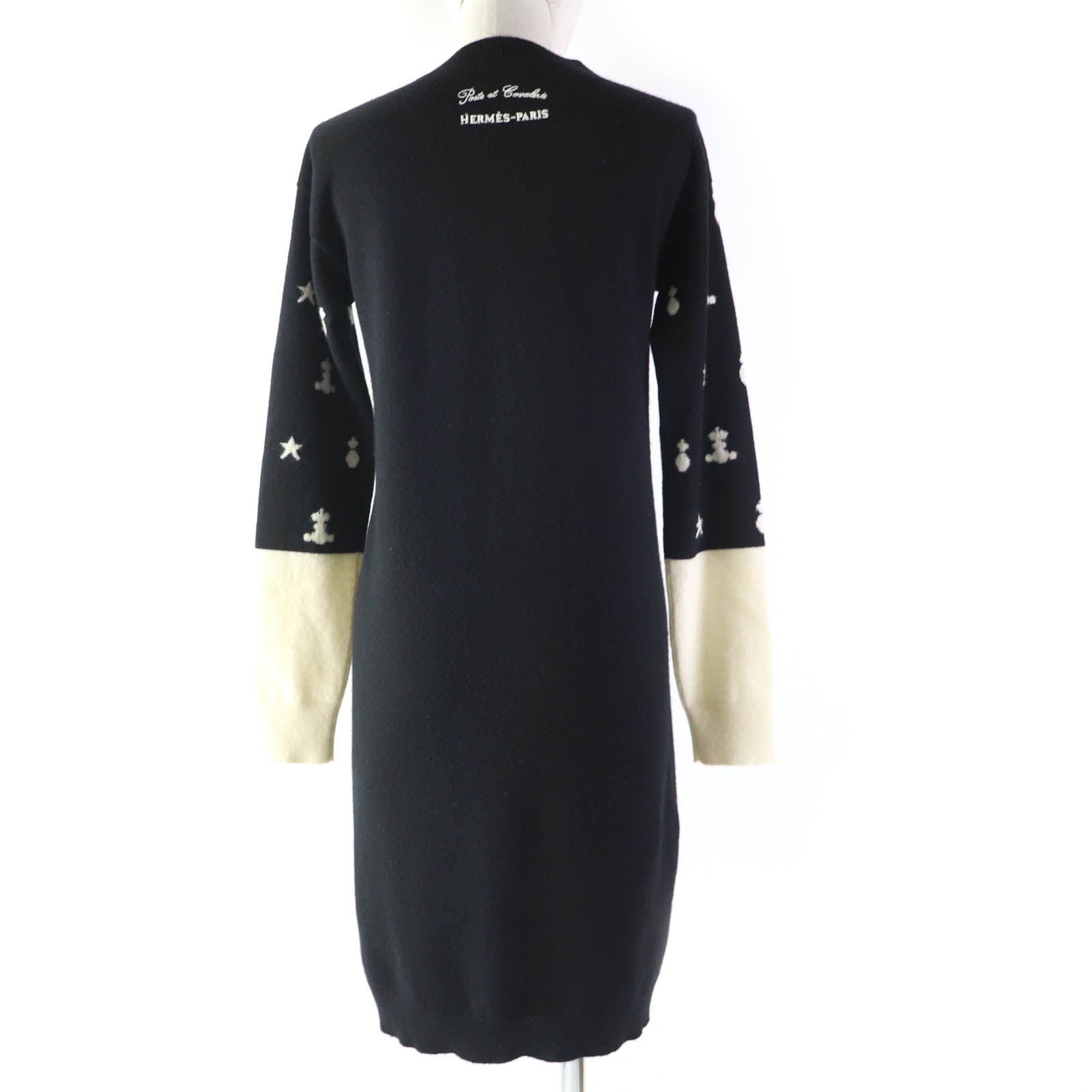 HERMES one piece Main: 100% cashmere, part: 83% rayon, part: 17% polyester Black Ivory Poste et Cavalerie Sabre Bag Women 34