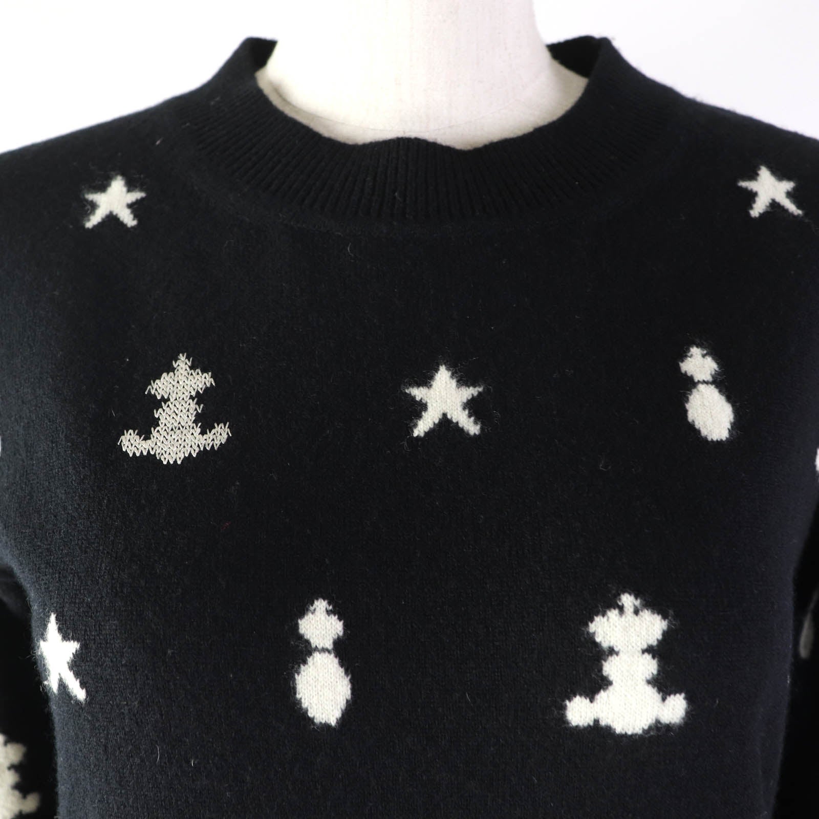 HERMES one piece Main: 100% cashmere, part: 83% rayon, part: 17% polyester Black Ivory Poste et Cavalerie Sabre Bag Women 34