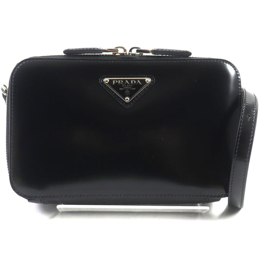 PRADA Shoulder Bag 2VH173 Brushed leather black Brick mens