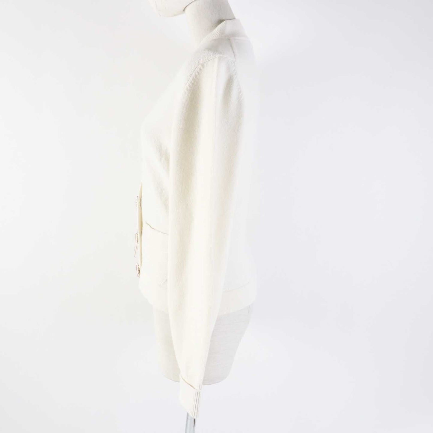 Chanel Cashmere Elastane Knit Cardigan White Classic Flap Tote