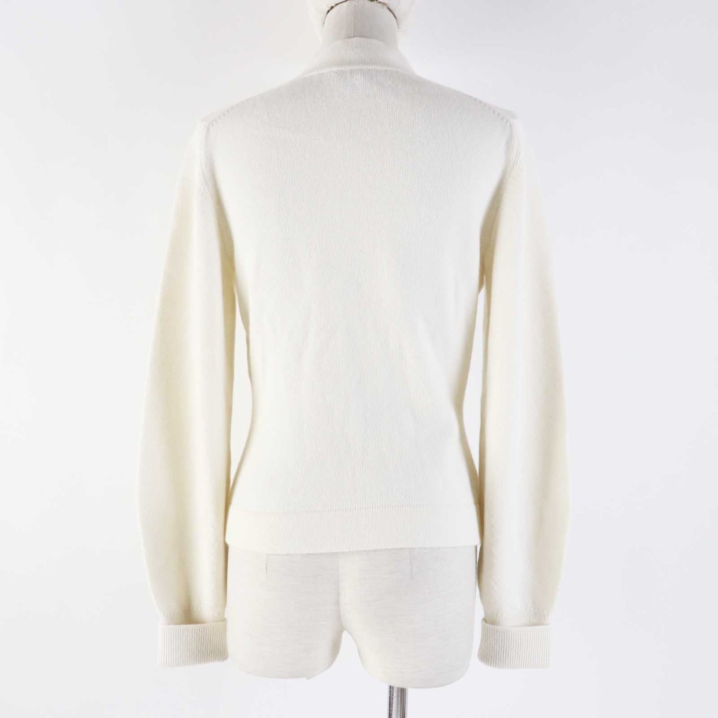 Chanel Cashmere Elastane Knit Cardigan White Classic Flap Tote