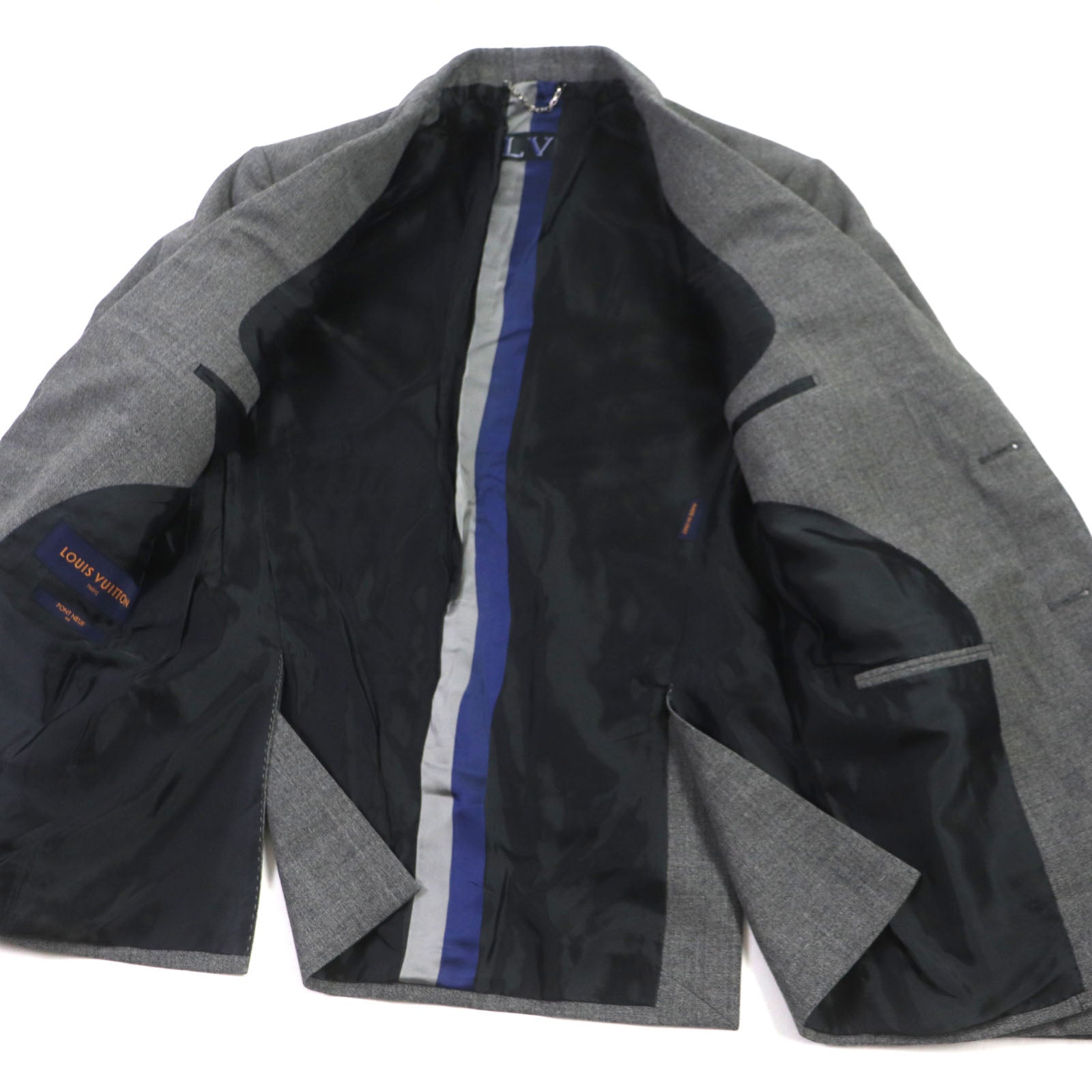 LOUIS VUITTON setup Outer: 100% wool, Lining: 33% cotton, Lining: 30% cupra, Lining: 21% rayon, Lining: 16% polyester gray PONT NEUF FIT mens 48