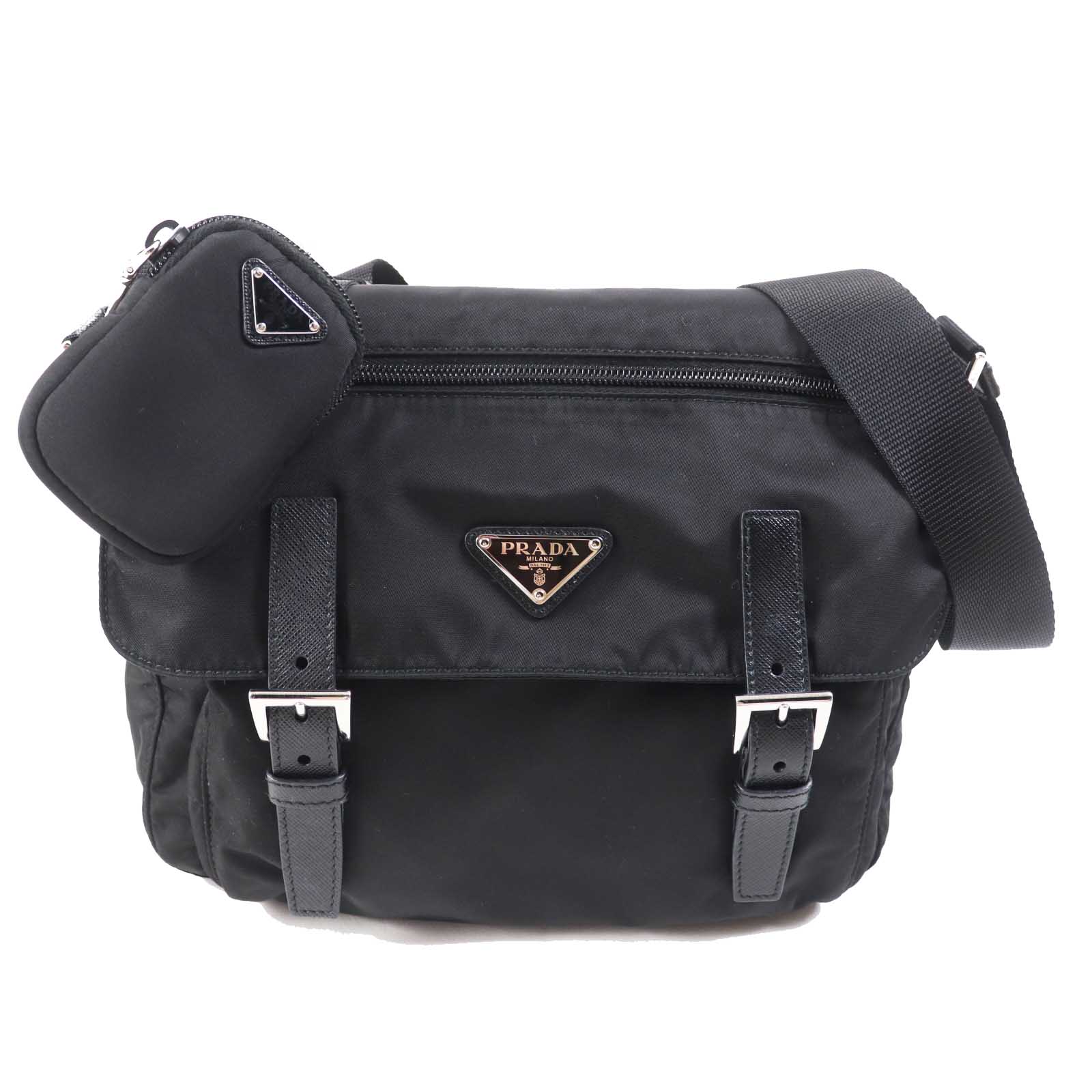 PRADA Shoulder Bag 1BD953 Main: Nylon, Part: Leather NERO Black Re-Nylon Women