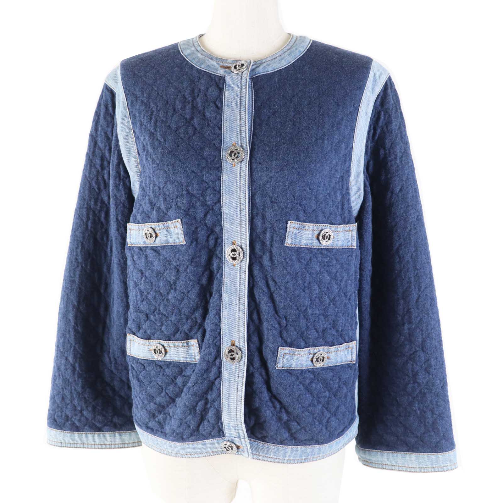 Chanel Cotton Viscose Rhinestone Button Jacket Classic Flap Tote