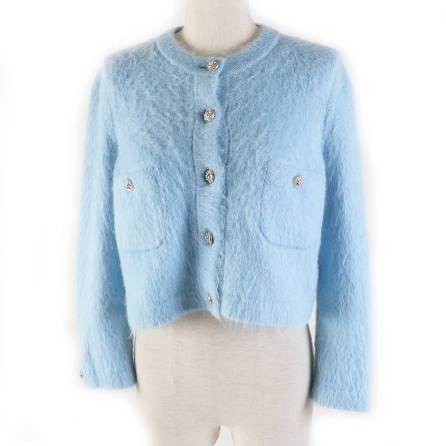 Chanel Cashmere Alpaca Knit Cardigan 36 COCO Button Classic Flap Tote