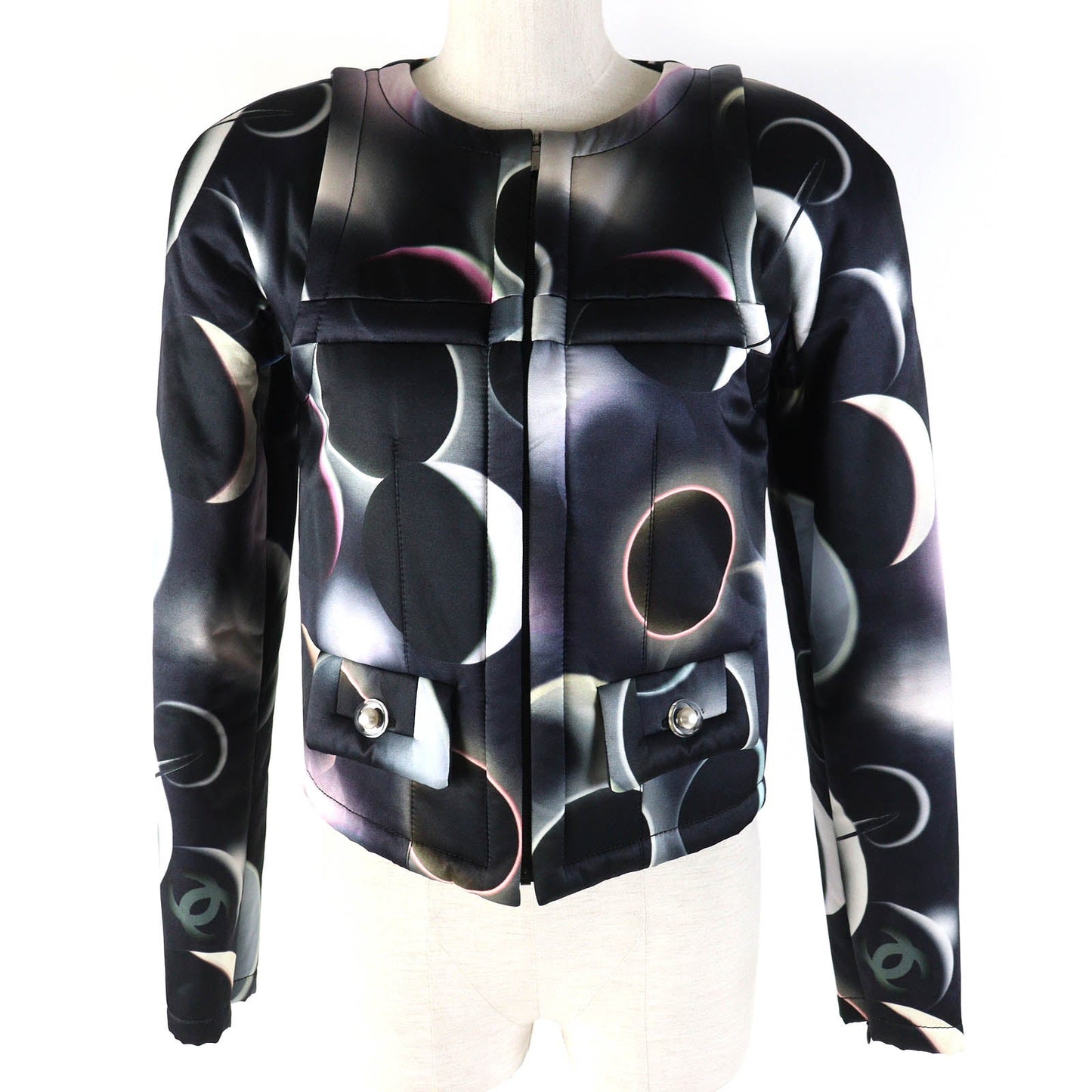 Chanel COCO Mark Button Print Jacket Black 34 Classic Flap Tote
