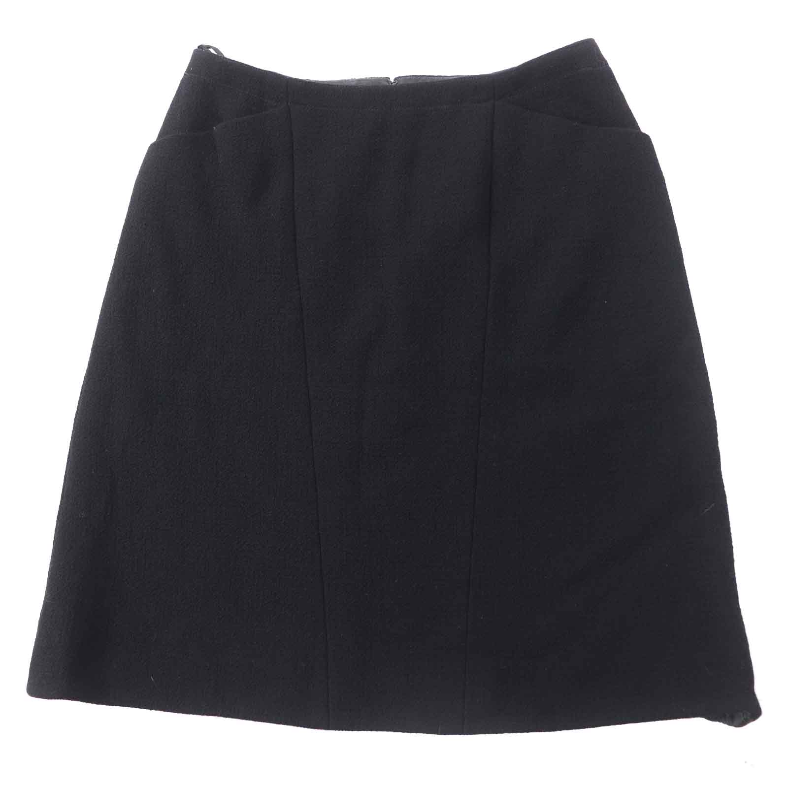 Chanel Wool Tweed Skirt Black 36 Classic Flap Tote
