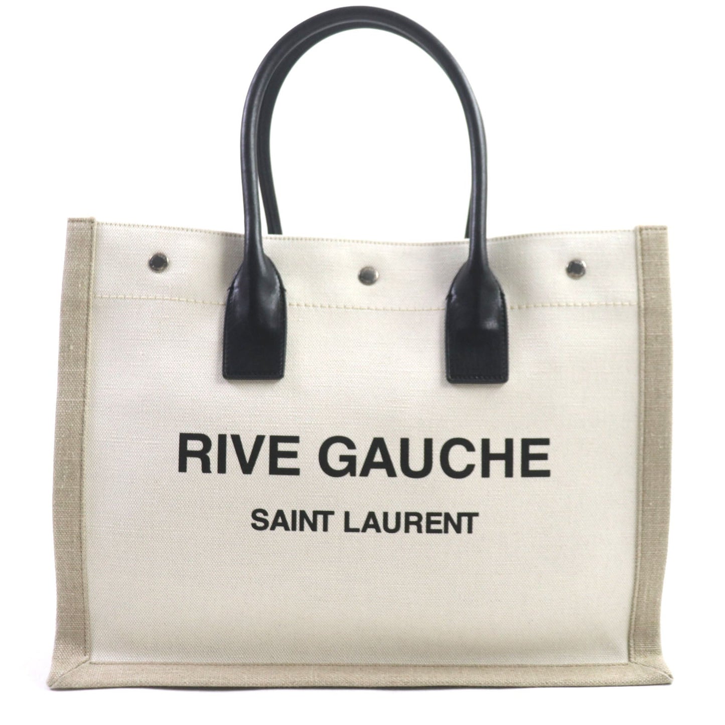 Saint Laurent Rive Gauche Canvas Leather Tote Bag