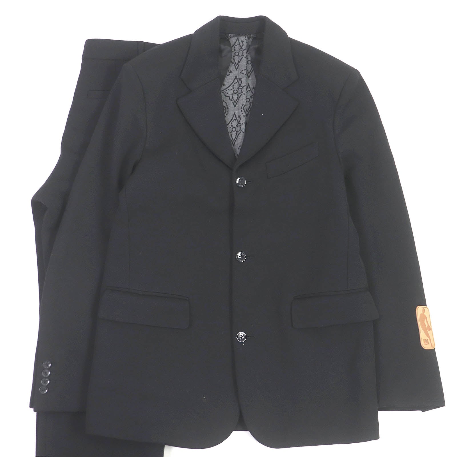 LOUIS VUITTON suit Outer: 59% wool, Outer: 37% cotton, Outer: 4% nylon, Lining: 74% cupra, Lining: 26% cotton black mens 46|36