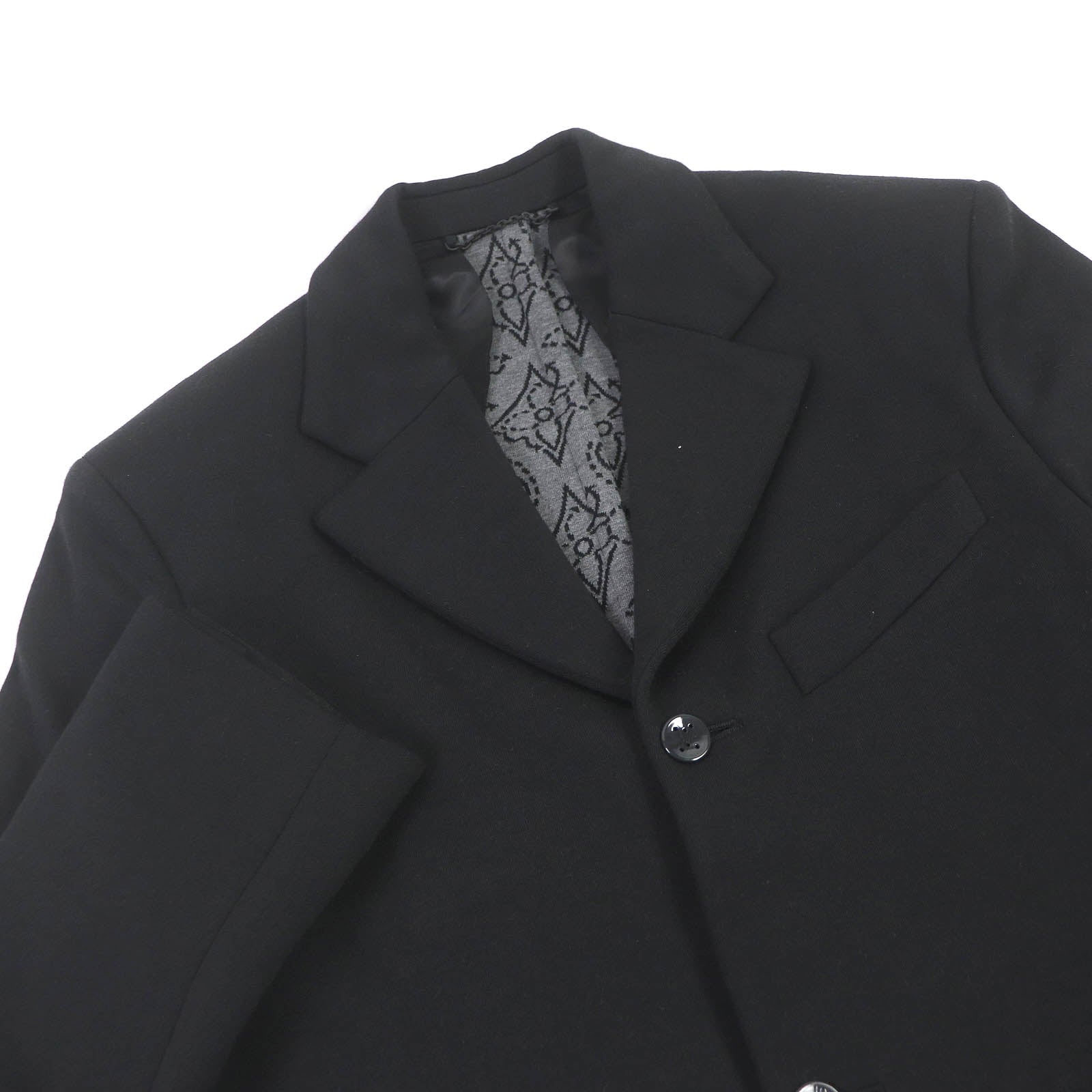 LOUIS VUITTON suit Outer: 59% wool, Outer: 37% cotton, Outer: 4% nylon, Lining: 74% cupra, Lining: 26% cotton black mens 46|36