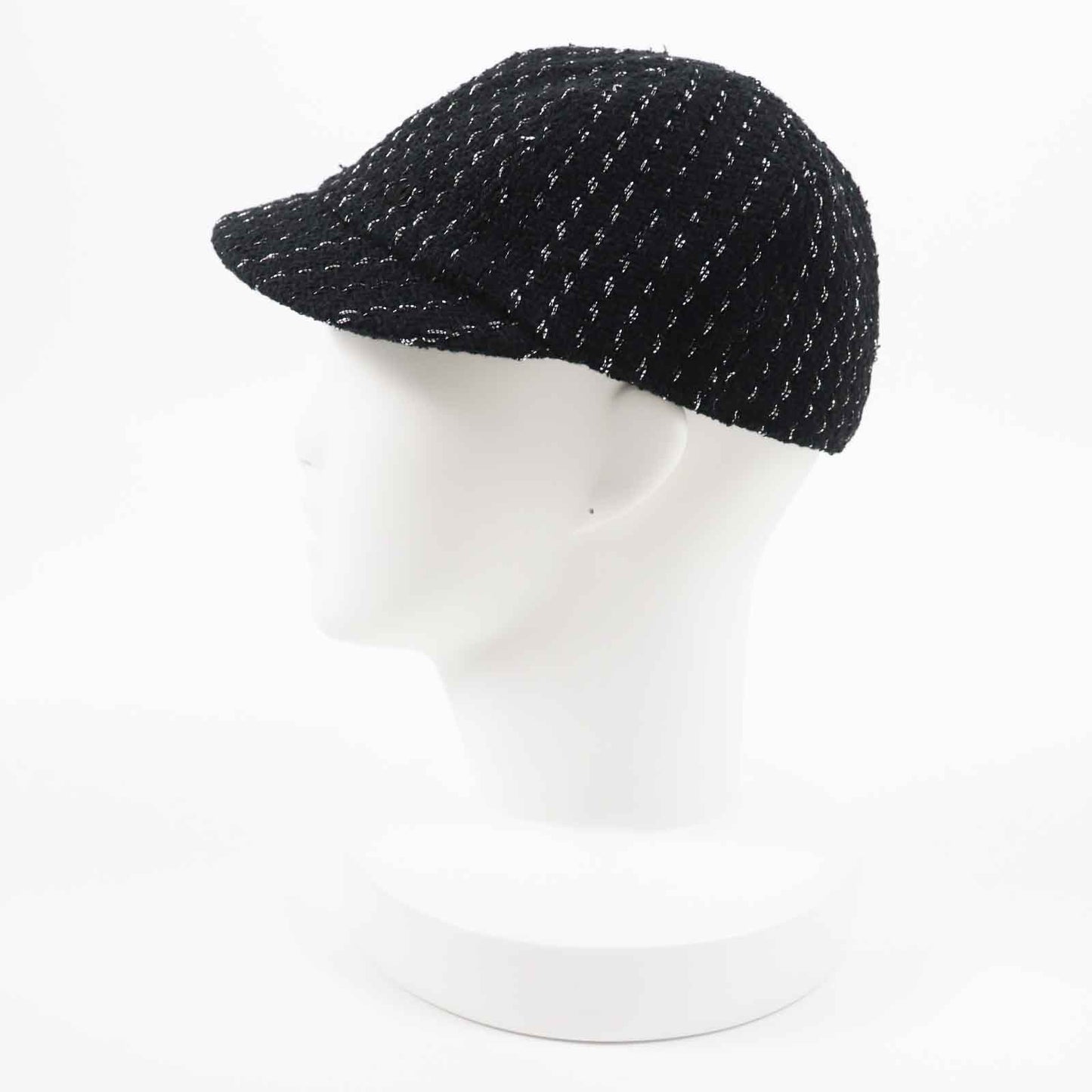 Chanel 23P Tweed Casquette Hat Black Silver M Classic Flap Tote
