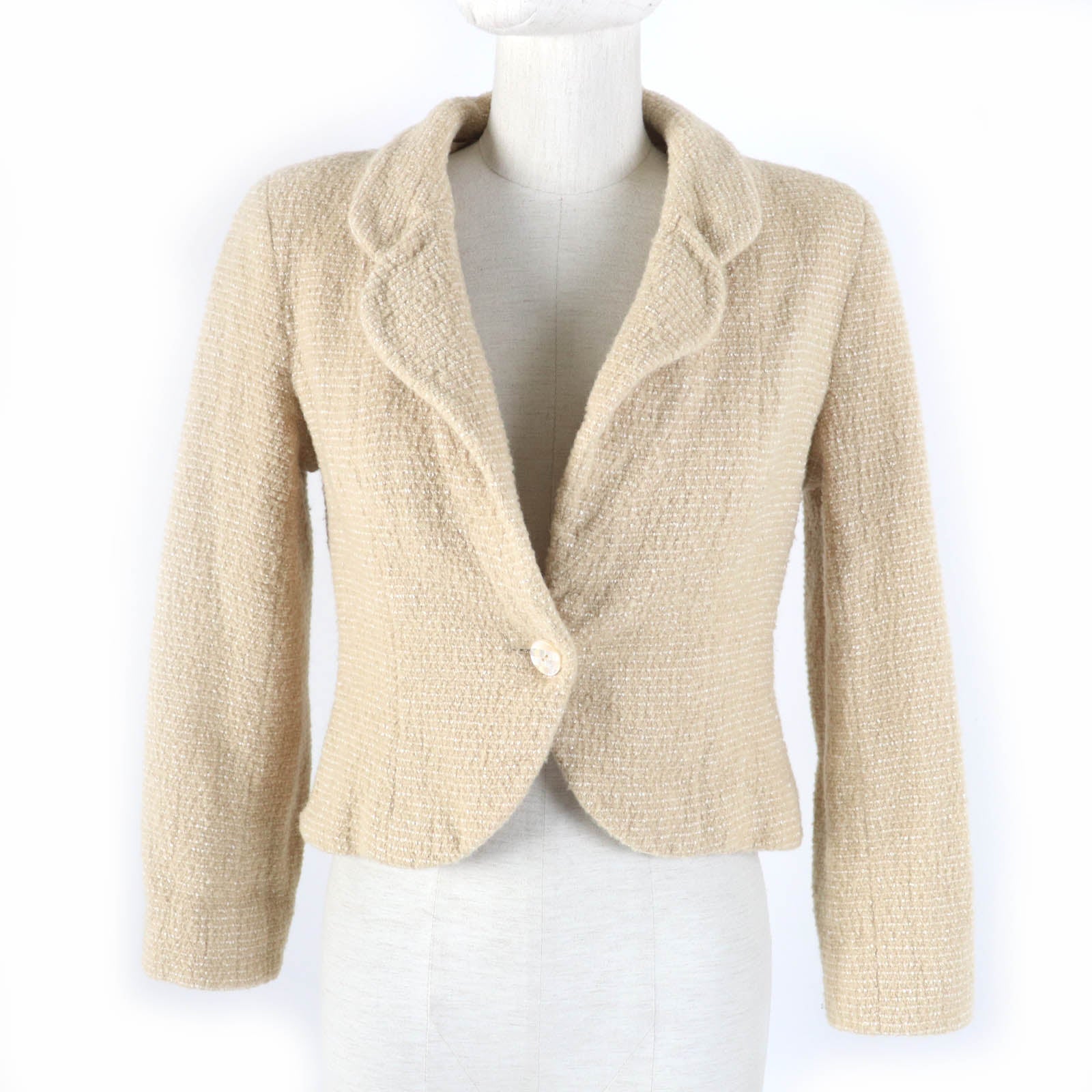 Chanel Tweed Jacket Wool Rayon Nylon Coco Mark Classic Flap Tote