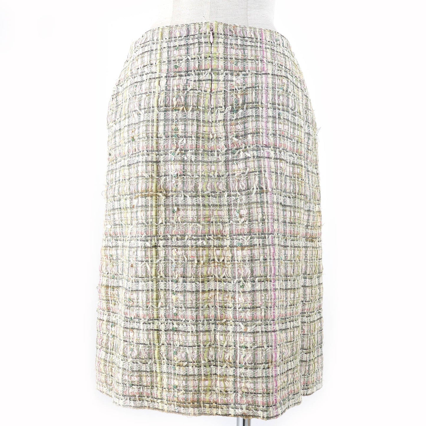 Chanel Tweed Skirt Silk Blend Beige Multicolor 36 Classic Flap Tote