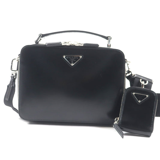 PRADA Shoulder Bag 2VH069 Brushed leather black Brick