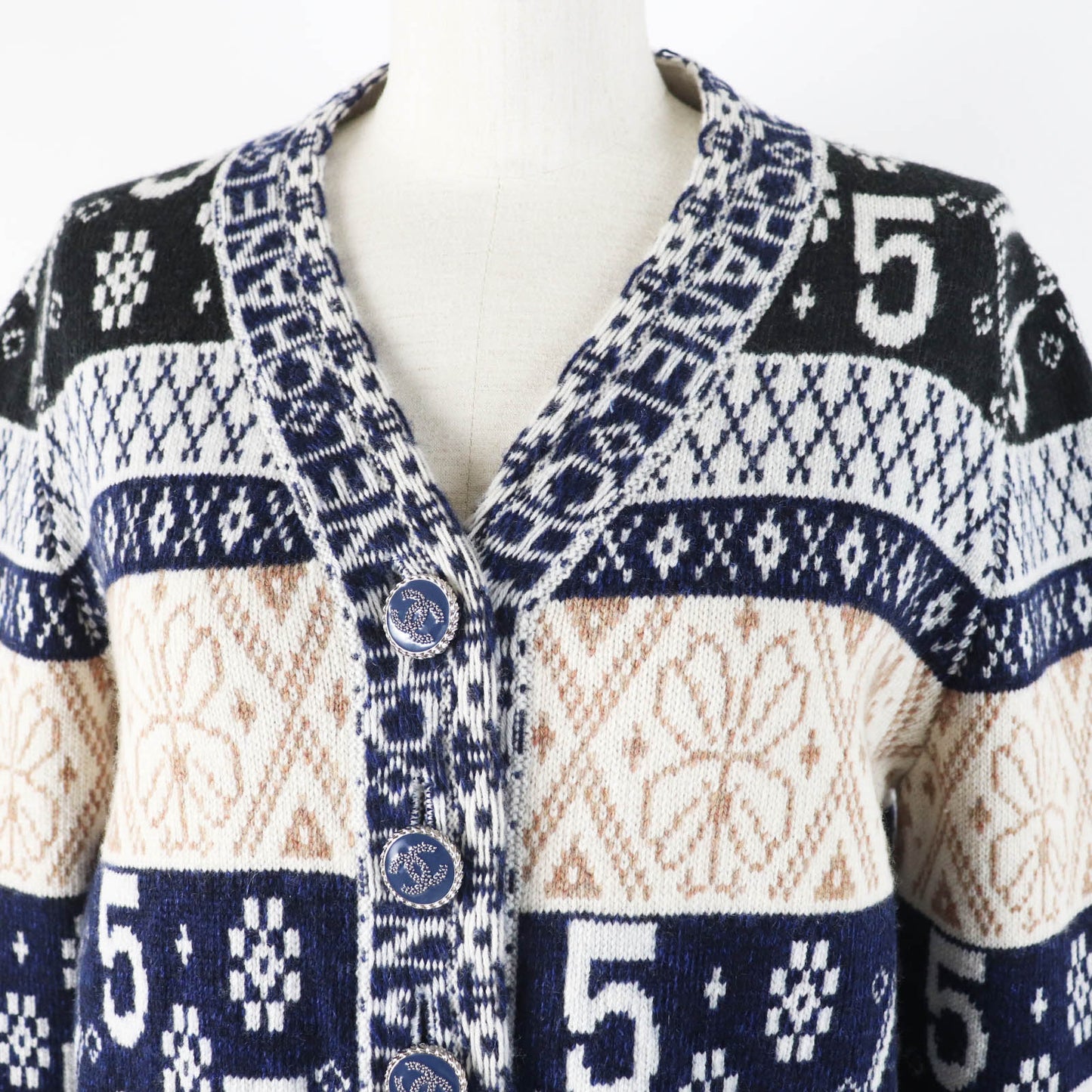 Chanel Cashmere Logo Print Cardigan Classic Flap Tote