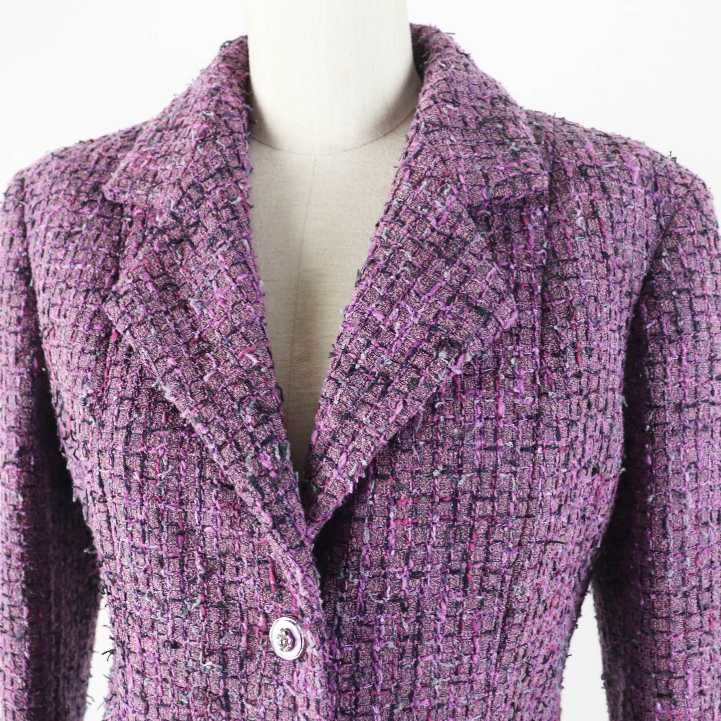 Chanel Tweed Jacket Purple 36 Women Classic Flap Tote