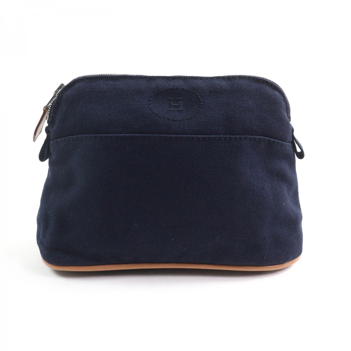 HERMES Cosmetics Pouch Main: 100% cotton Navy Bored Pouch PM Women