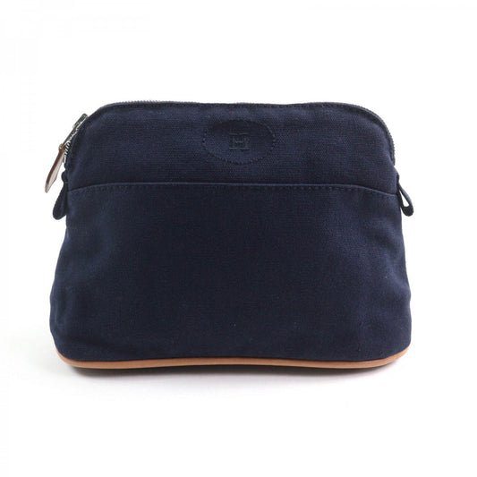 HERMES Cosmetics Pouch Main: 100% cotton Navy Bored Pouch PM Women