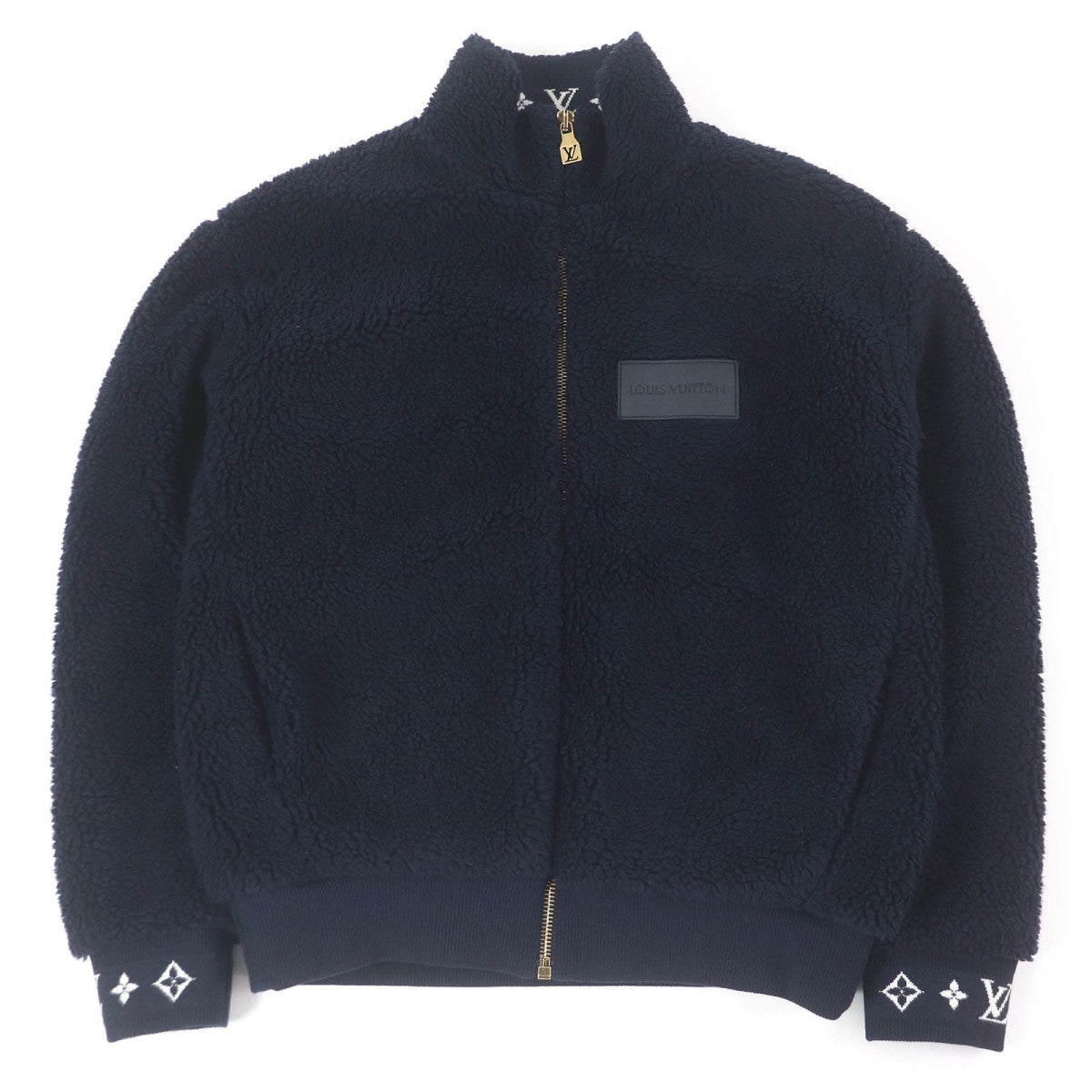 LOUIS VUITTON Blouson Outer material: 53% polyester, Outer material: 47% acrylic, Lining: 55% nylon, Lining: 45% cupra, Part: cowhide Navy mens L