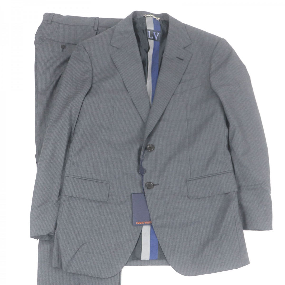 LOUIS VUITTON suit Outer: 100% wool, Lining: 33% cotton, Lining: 30% cupra, Lining: 21% rayon, Lining: 16% polyester gray mens 48