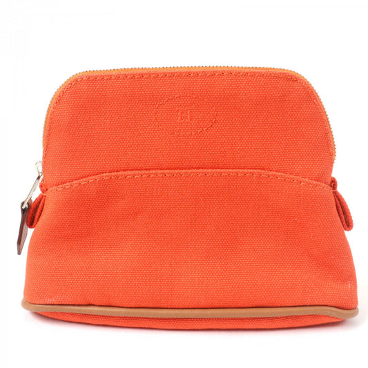 HERMES Pouch Main: Cotton, Lining: Polyurethane, Lining: Polyamide, Part: Calfskin Orange Boride pouch mini mini Women