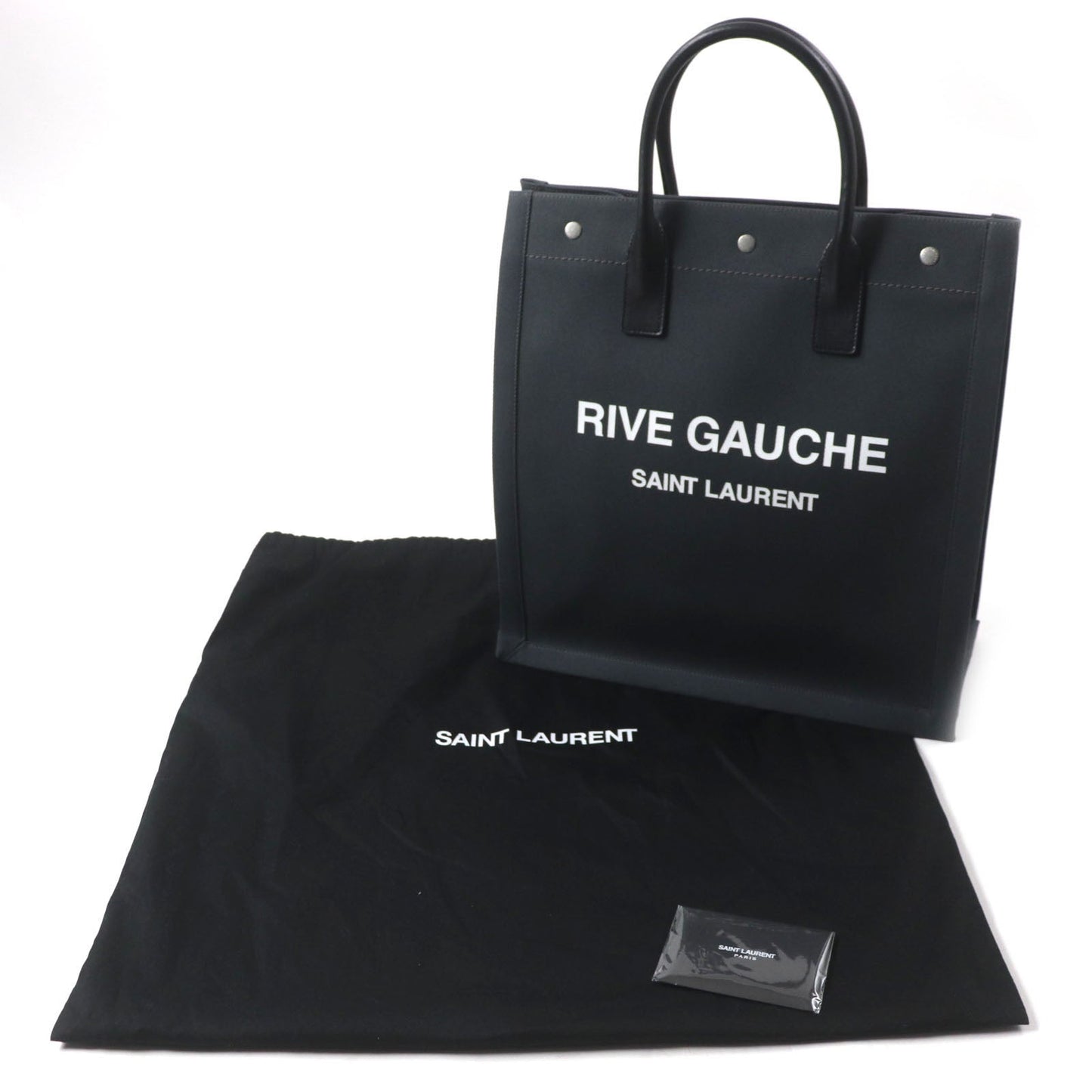 Saint Laurent Paris Rive Gauche N/S Canvas Leather Tote Bag