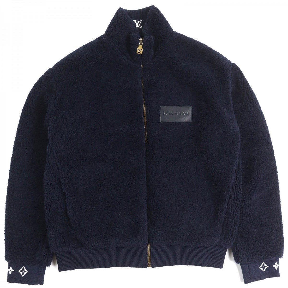 LOUIS VUITTON Blouson Main: 53% polyester, Main: 47% acrylic Naval Academy Leather patch fleece blouson mens L