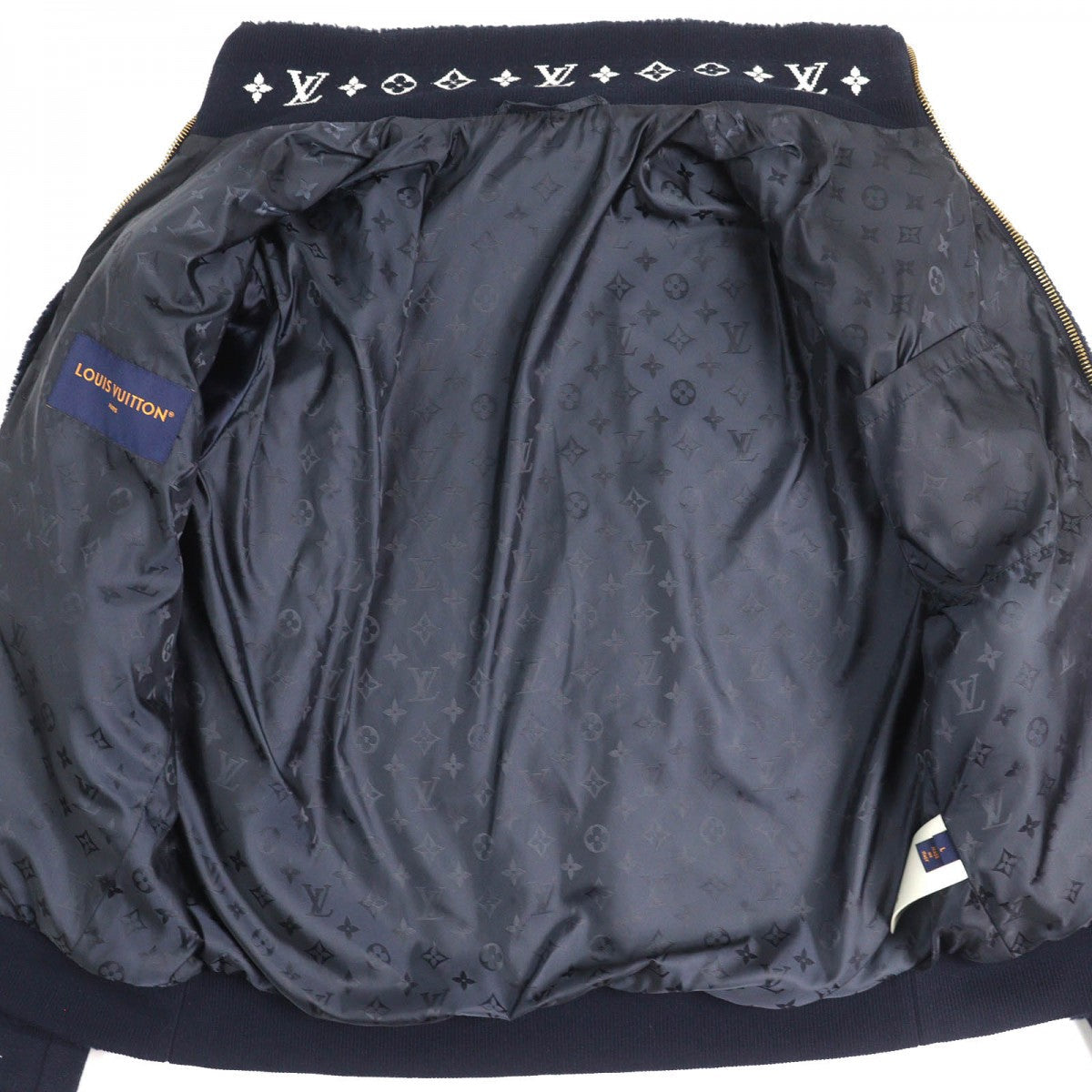 LOUIS VUITTON Blouson Main: 53% polyester, Main: 47% acrylic Naval Academy Leather patch fleece blouson mens L