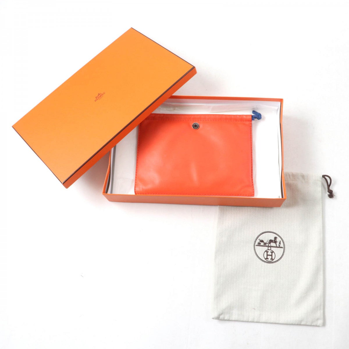 HERMES Cosmetics Pouch Main: Anjou Miro Swift Orange blue Pillow Women