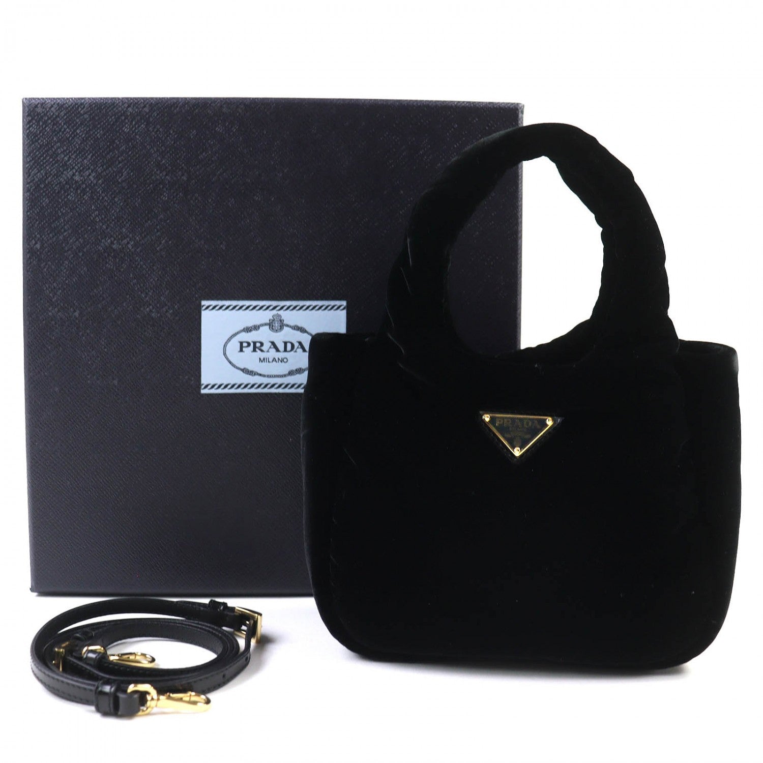 PRADA Shoulder Bag 1BA410 velvet black