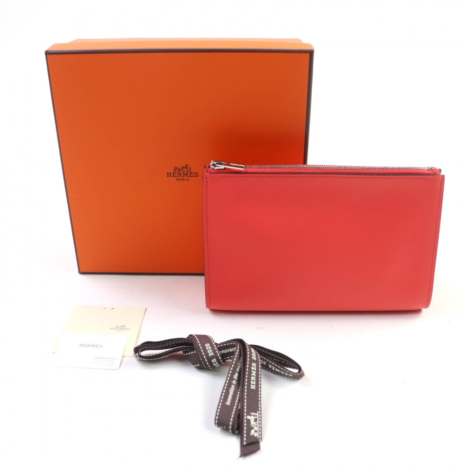 HERMES Pouch Evercolor Pink type Zip Angor PM