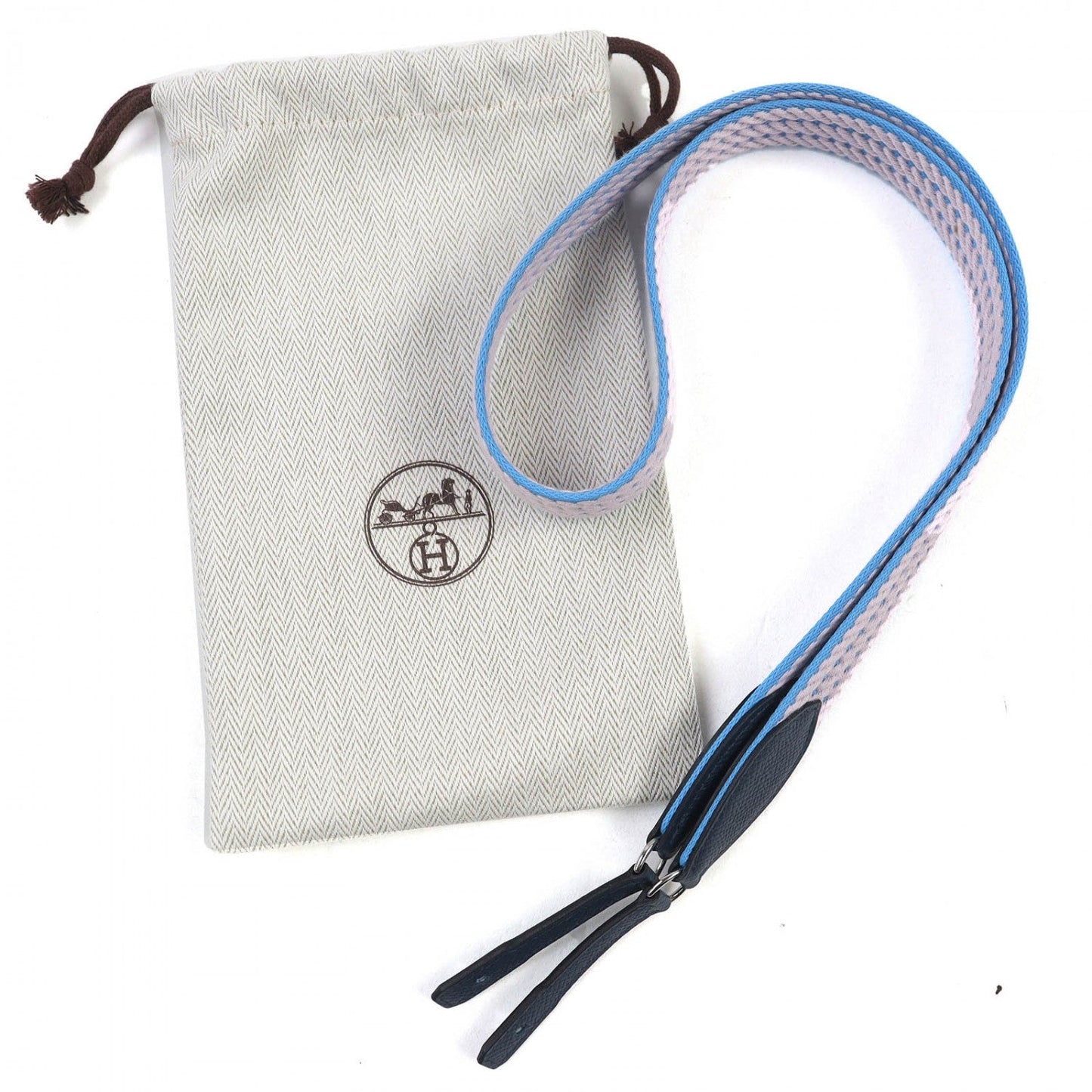 HERMES Shoulder strap canvas Blue Gray Navy Kaval To-Go 1"