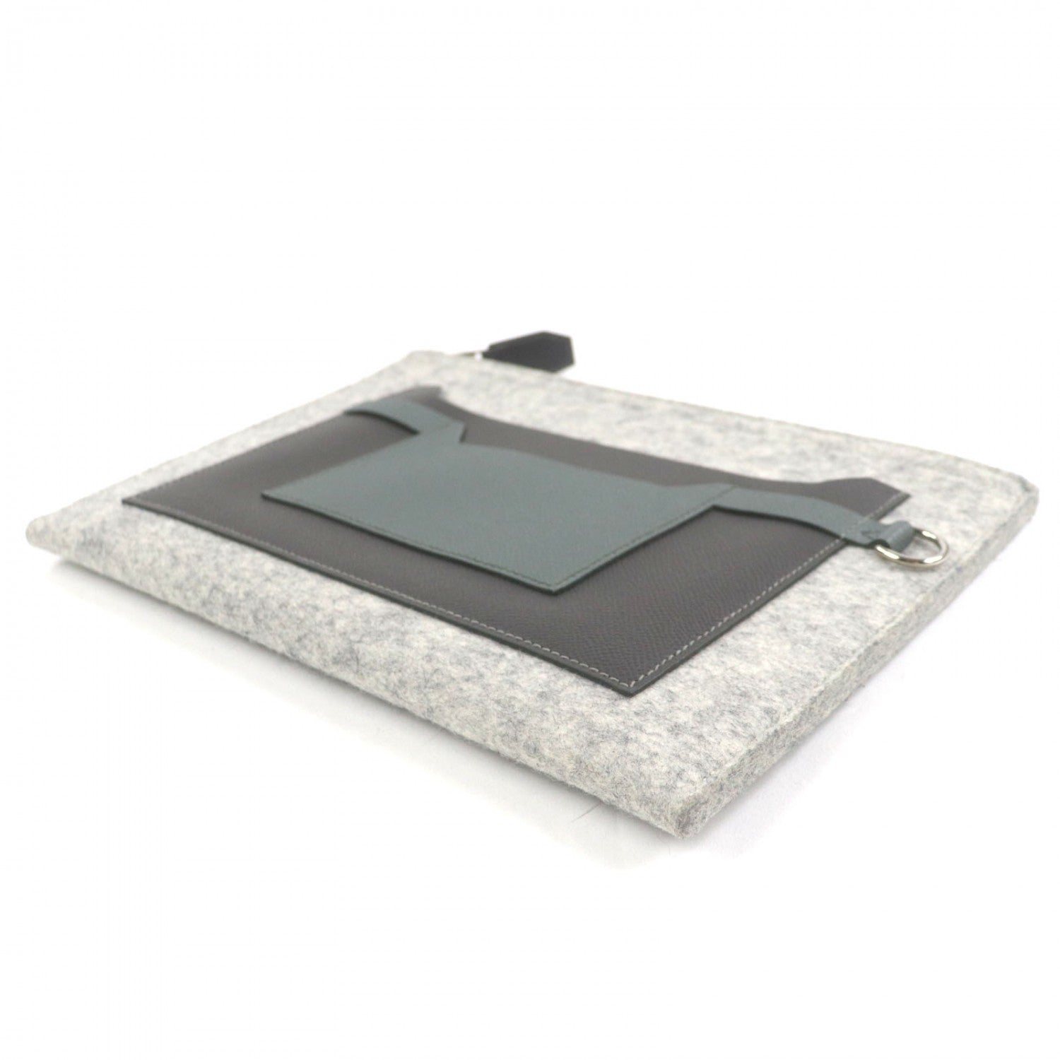 HERMES Clutch bag felt gray TOO DOO 29