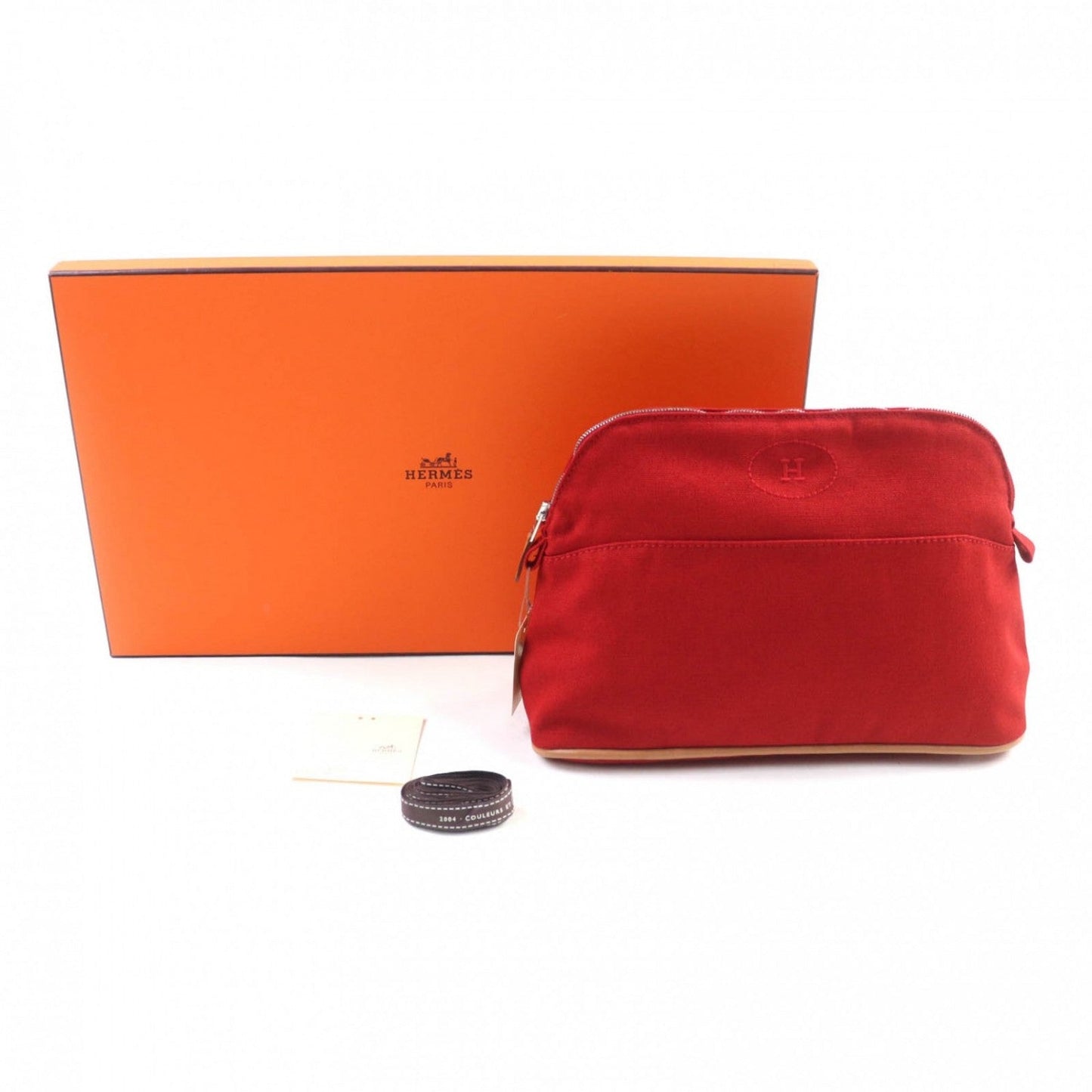 HERMES Pouch cotton Red Bored pouch MM