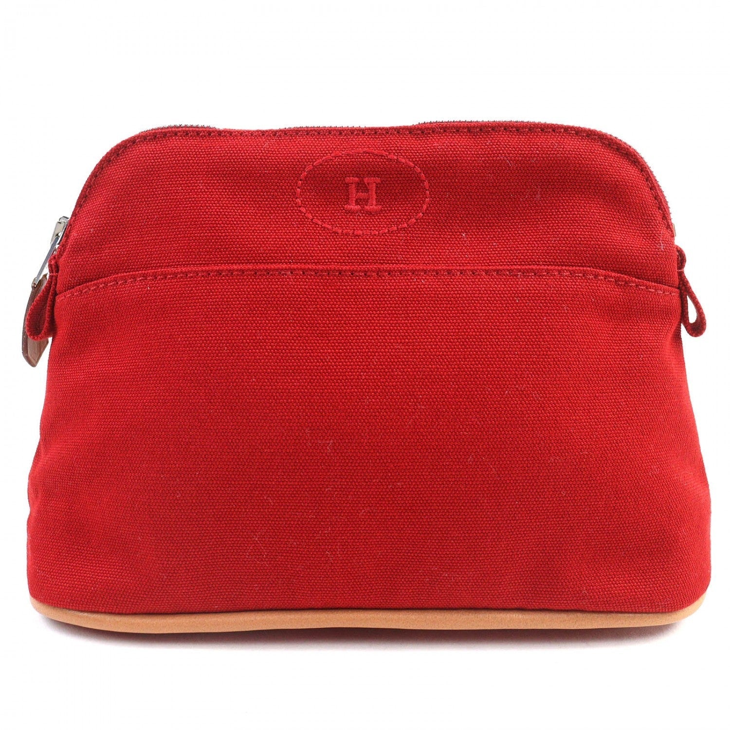HERMES Cosmetics Pouch cotton Red Bored porch PM