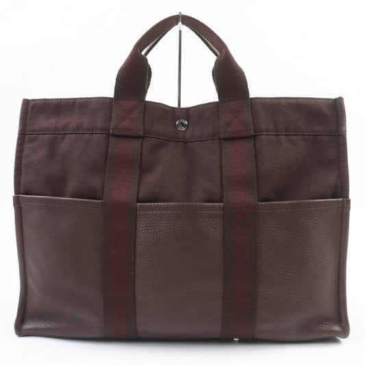 HERMES Tote Bag cotton Brown Fool Toe MM
