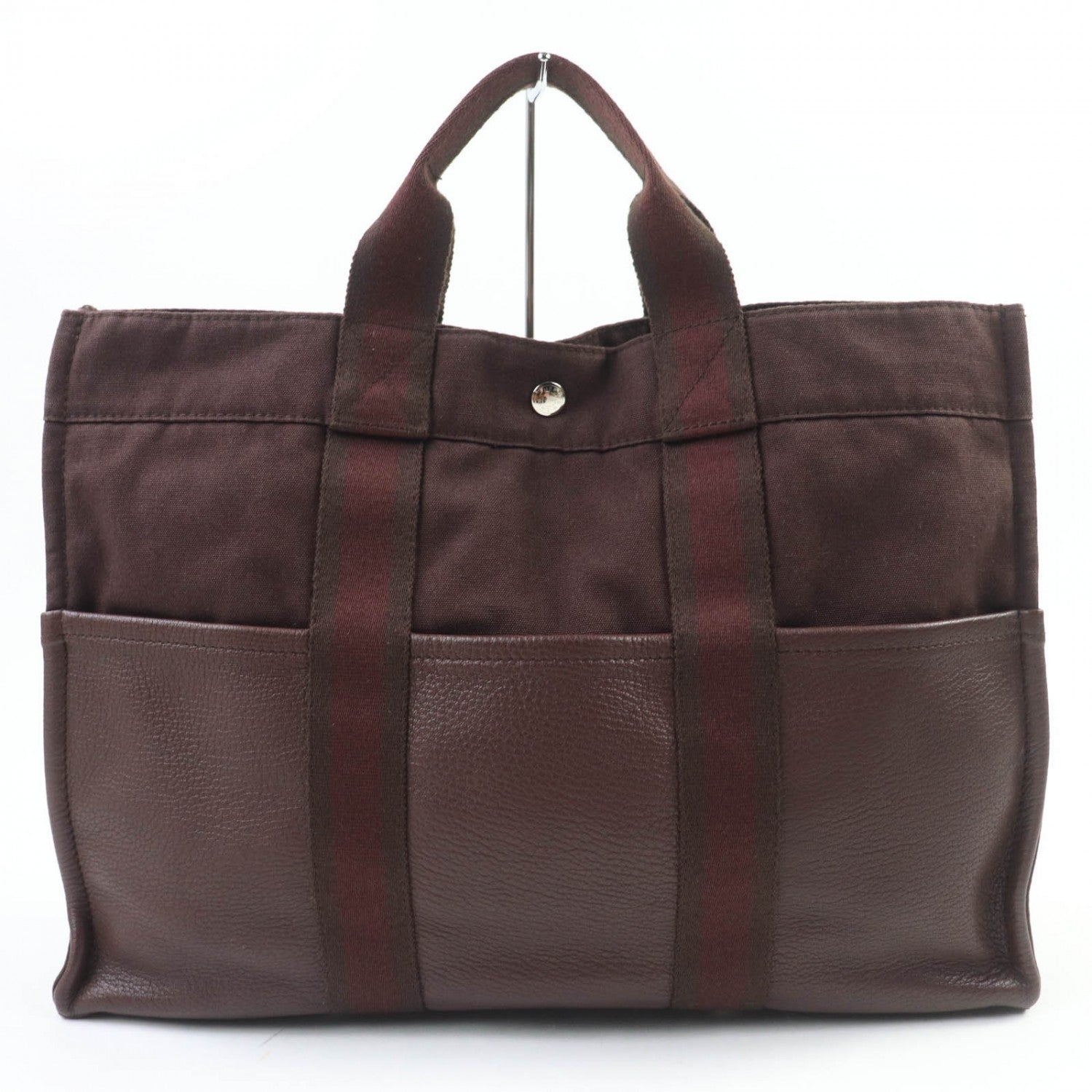 HERMES Tote Bag cotton Brown Fool Toe MM