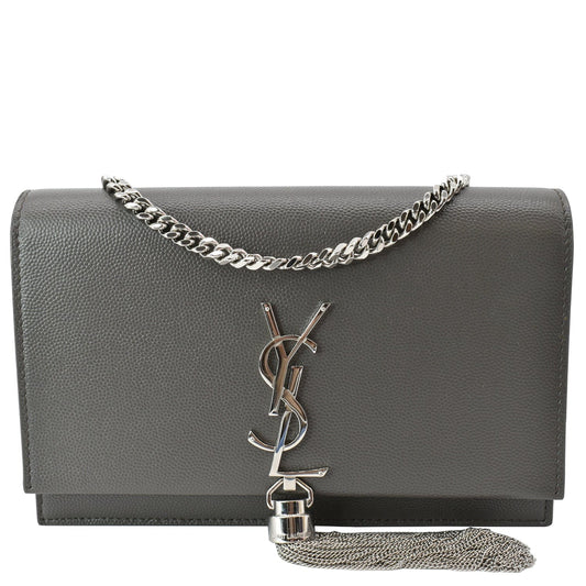 SAINT LAURENT Small Kate Tassel Leather Shoulder Bag Grey - Hot Deals