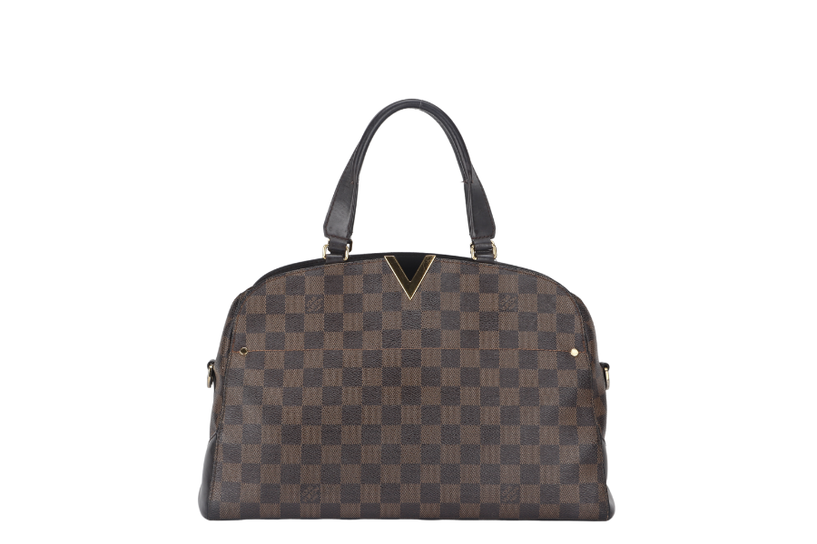 LOUIS VUITTON KENSINGTON BOWLING BAG ( ) MM DAMIER EBENE GOLD HARDWARE WITH DUST COVER AND BOX