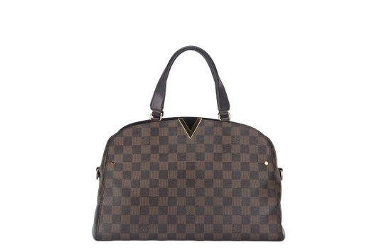 LOUIS VUITTON KENSINGTON BOWLING BAG ( ) MM DAMIER EBENE GOLD HARDWARE WITH DUST COVER AND BOX